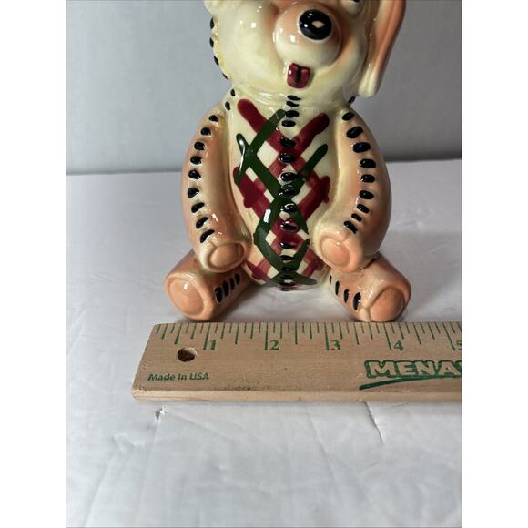 Vintage Patchwork Dog Figurine Hand Painted Ceramic 1950s 1960s Folk Art - Picture 13 of 14